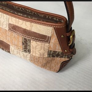 Fossil purse w shoulder strap, brown and tan